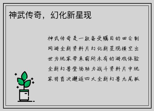 神武传奇，幻化新星现